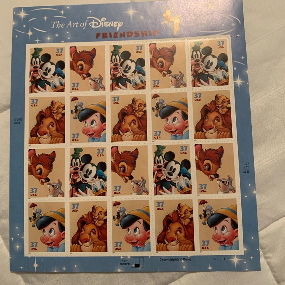 The Art of Disney Friendship Mint Stamp Sheet